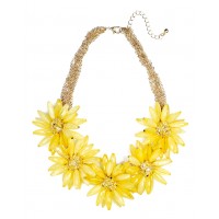 'Field Day' Yellow Bauble Flower Bib Necklace